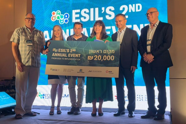 Avner, Elena and Ilya win the first prize in ESIL's Climatech Challenge group photo